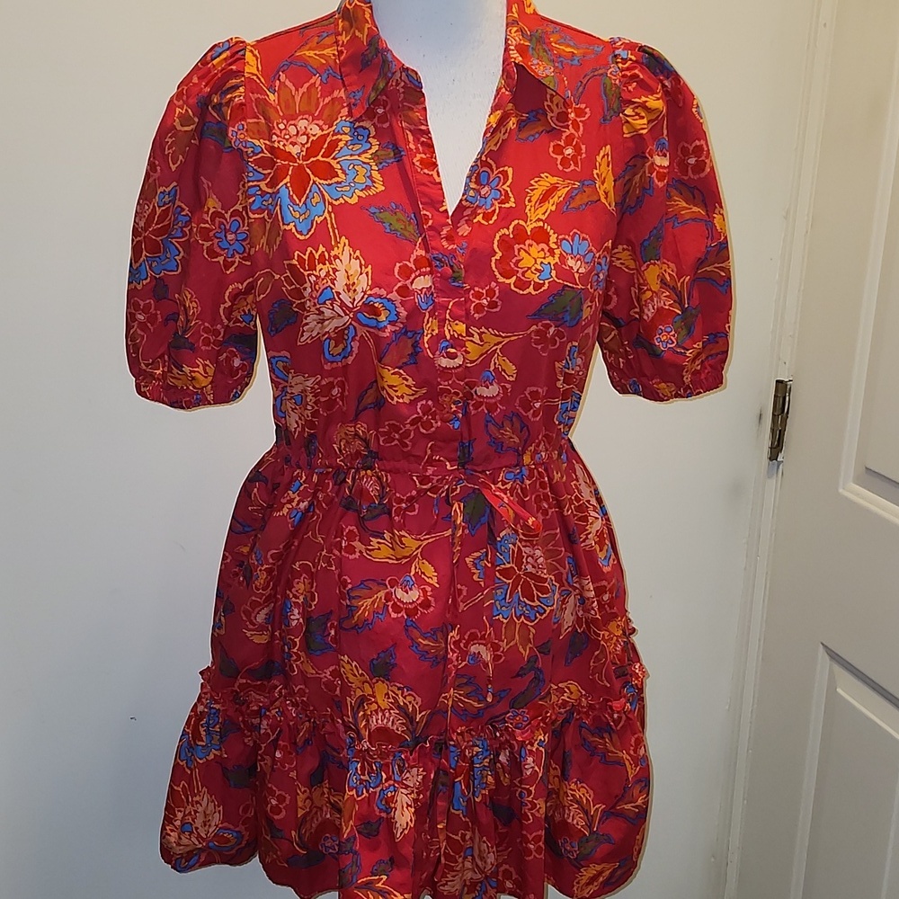 SugarLips Floral Poplin Mini Dress Pink Size 6 Cotton